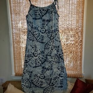 Bellambra Made in Italy Pure Linen Light Blue Tie Dye Dress